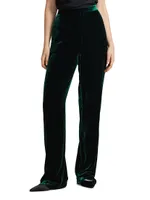 Velvet Silk-Blend Straight-Leg Pants