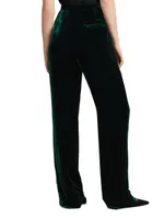 Velvet Silk-Blend Straight-Leg Pants