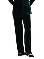 Velvet Silk-Blend Straight-Leg Pants