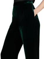 Velvet Silk-Blend Straight-Leg Pants