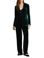 Velvet Silk-Blend Straight-Leg Pants