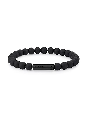 Unisex 28G Brushed Ceramic, Titanium & Stainless Steel Beaded Bracelet