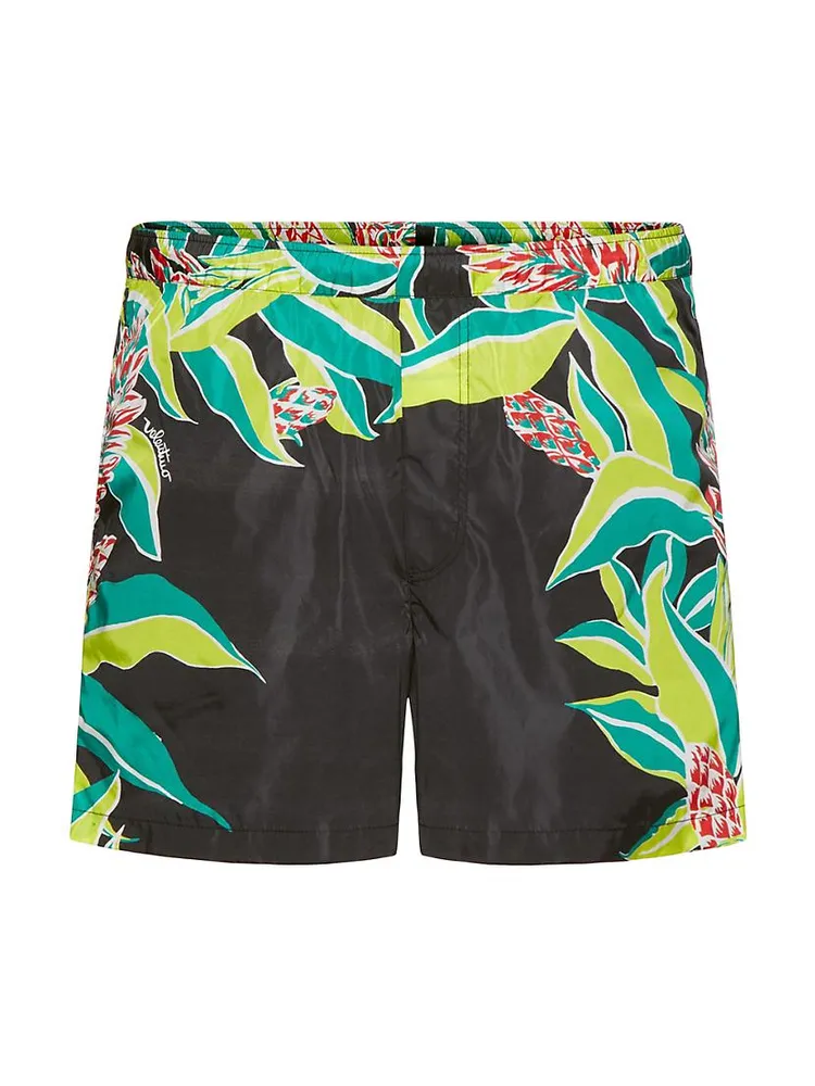 Nylon Swim Shorts With Volcano Print