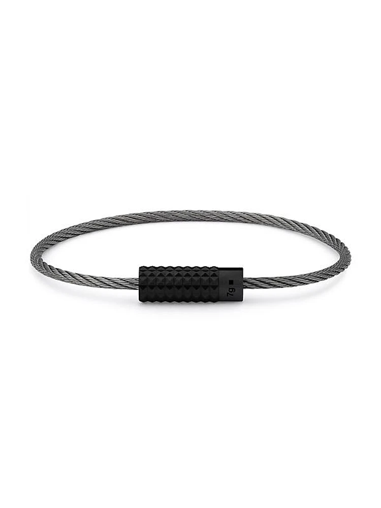 Unisex 7g Pyramid Brushed Ceramic Guilloché Cable Bracelet