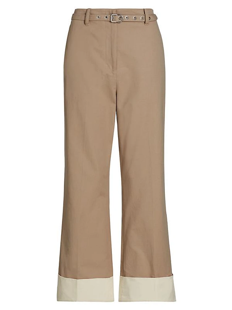 Panama Cotton Kick-Flare Pants