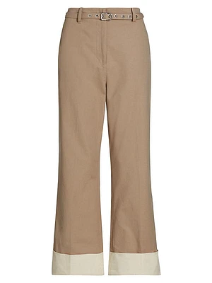 Panama Cotton Kick-Flare Pants