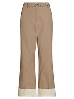 Panama Cotton Kick-Flare Pants