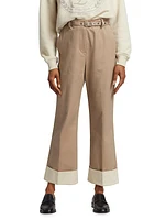 Panama Cotton Kick-Flare Pants