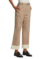 Panama Cotton Kick-Flare Pants