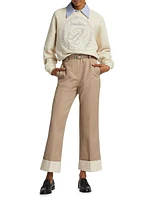 Panama Cotton Kick-Flare Pants