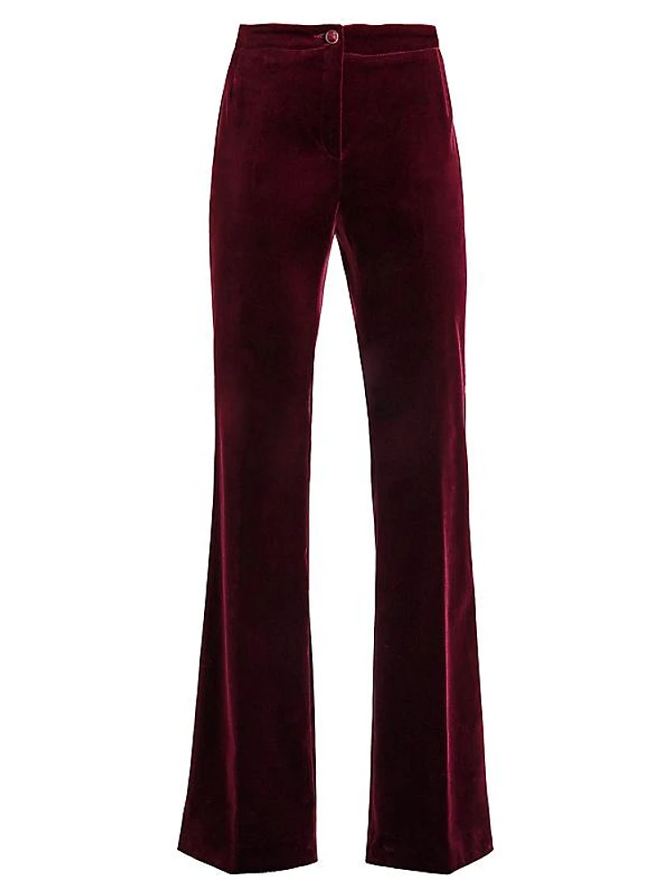 Velvet Flared-Leg Pants