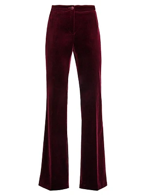 Velvet Flared-Leg Pants