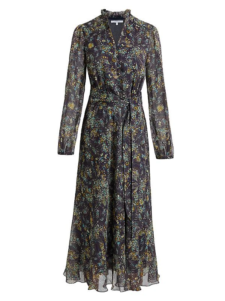 Irina Belted Floral Midi-Dress