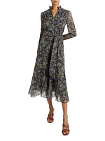 Irina Belted Floral Midi-Dress