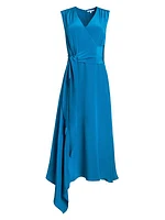 Velia Asymmetric Silk Midi-Dress