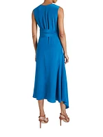 Velia Asymmetric Silk Midi-Dress