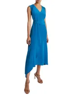 Velia Asymmetric Silk Midi-Dress
