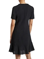 Short-Sleeve Sheath Wool Dress