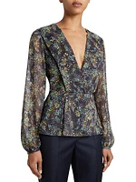 Miranda Floral Surplice Blouse