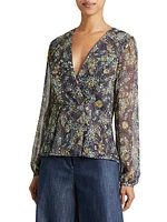 Miranda Floral Surplice Blouse