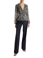 Miranda Floral Surplice Blouse