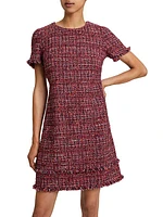 Tweed Short-Sleeve Shift Dress