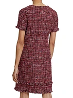 Tweed Short-Sleeve Shift Dress