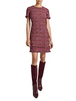 Tweed Short-Sleeve Shift Dress