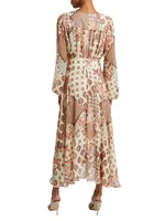 Scarf-Print Georgette Midi Dress