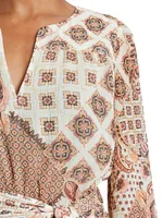 Scarf-Print Georgette Midi Dress