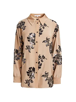 Sequin Floral Buttoned Shirt