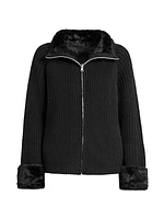 Reversible Faux-Fur Zip Sweater