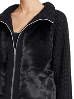 Reversible Faux-Fur Zip Sweater