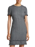 Tweed Short-Sleeve Shift Dress