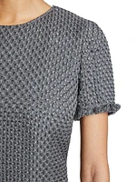 Tweed Short-Sleeve Shift Dress