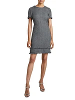 Tweed Short-Sleeve Shift Dress