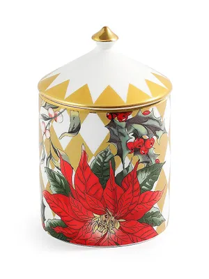 Seasonal Parterre Gold Pointsettia Candle With Lid
