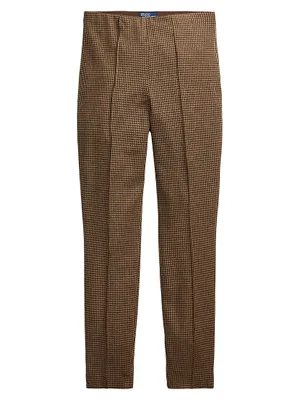 Houndstooth Wool-Blend Crop Pants