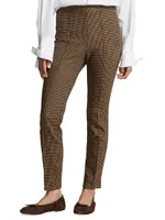 Houndstooth Wool-Blend Crop Pants