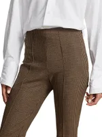 Houndstooth Wool-Blend Crop Pants