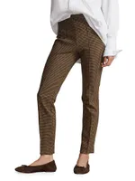 Houndstooth Wool-Blend Crop Pants