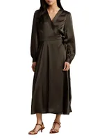 Satin Midi Wrap Dress