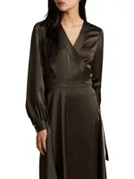 Satin Midi Wrap Dress