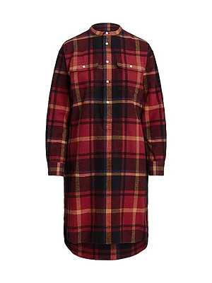Plaid Cotton Twill Shirtdress