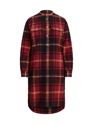 Plaid Cotton Twill Shirtdress