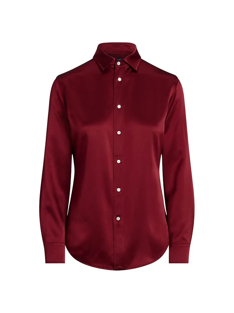 Silk Charmeuse Button-Front Shirt