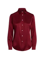 Silk Charmeuse Button-Front Shirt