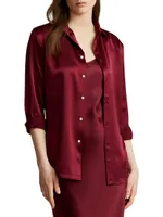 Silk Charmeuse Button-Front Shirt