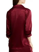 Silk Charmeuse Button-Front Shirt