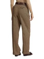 Pleated Houndstooth Tweed Pants